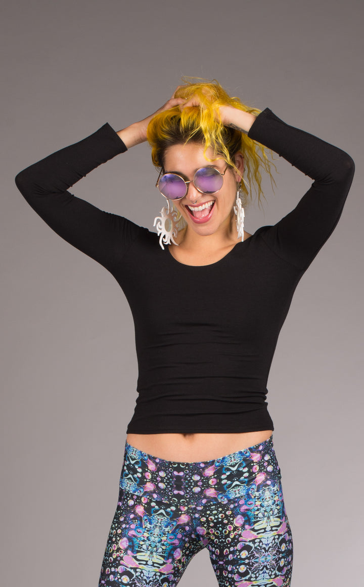 Black Bamboo Crop Top - Warrior Within Designs ,Top 