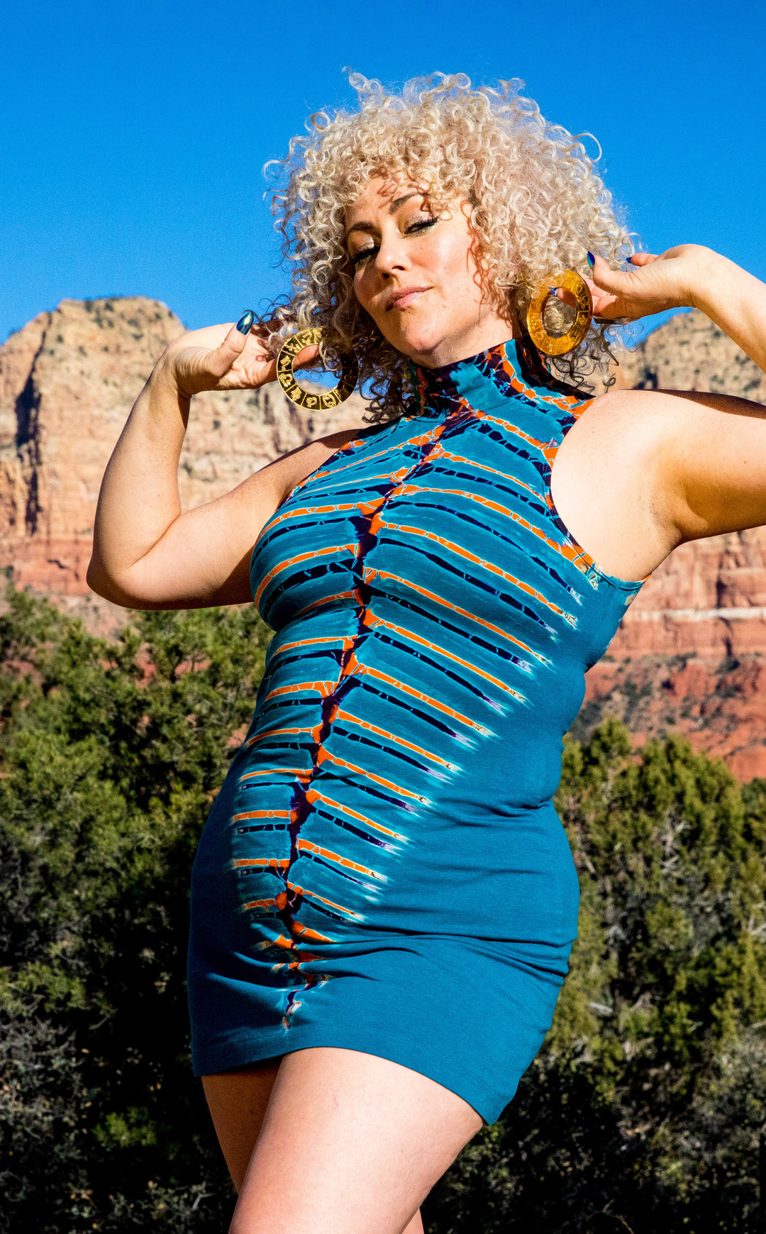 Teal Bones Tie Dye Dyna Dress