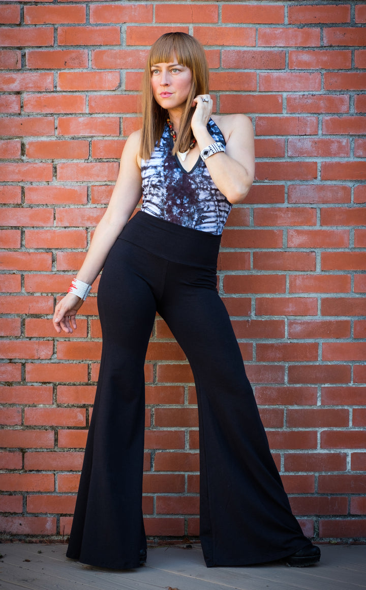 Black Bamboo High Waist Flow Pants - Warrior Within Designs ,Pants 
