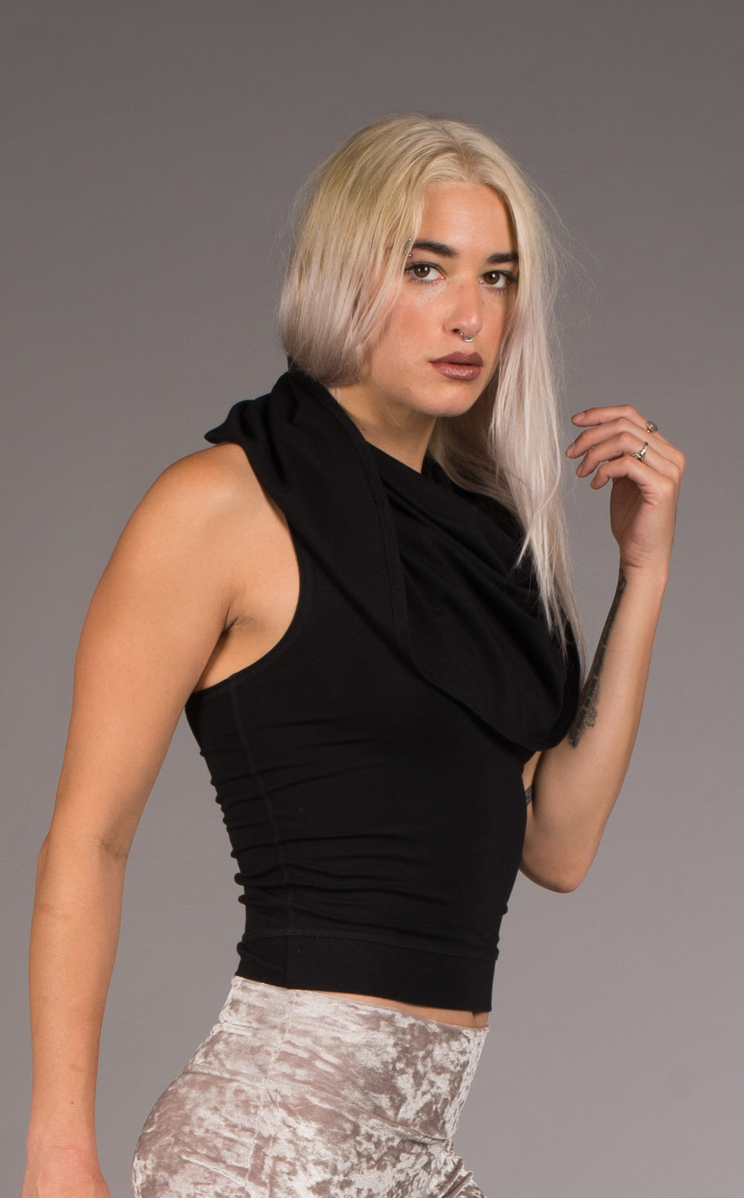 Bamboo Dress that reverses into a Top with a hood.Purple Bamboo fabric that is American made and ethically produced. 