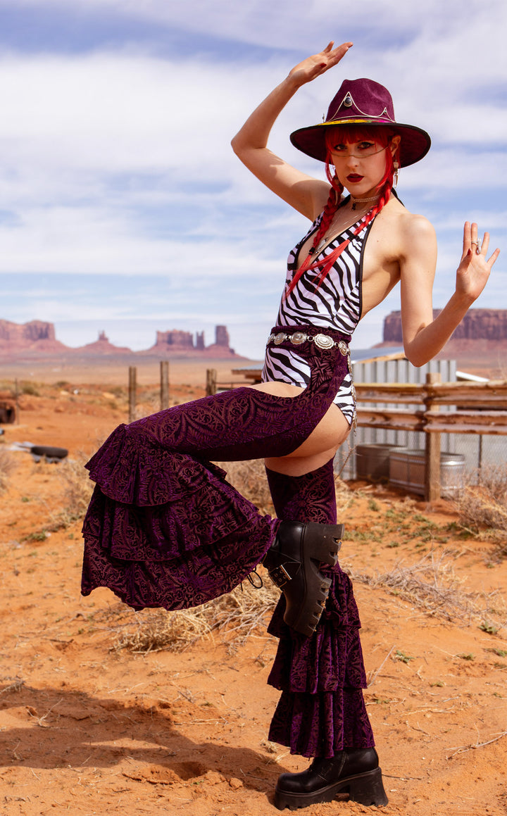 Maroon Vaquera Chap Pirate Pants