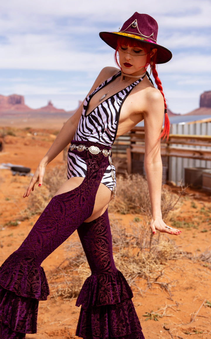 Maroon Vaquera Chap Pirate Pants