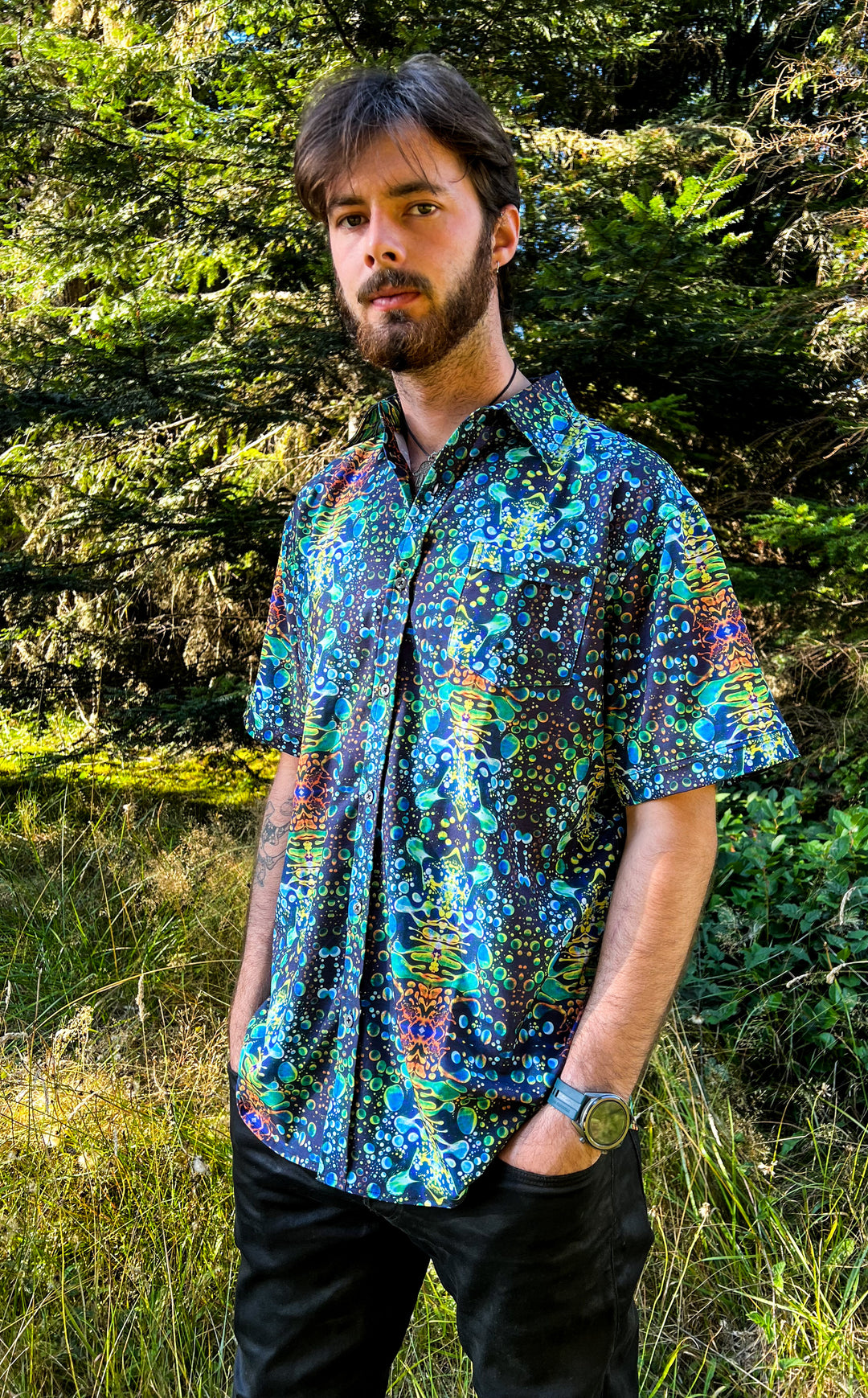 Green Liquid Light Button Down Shirt