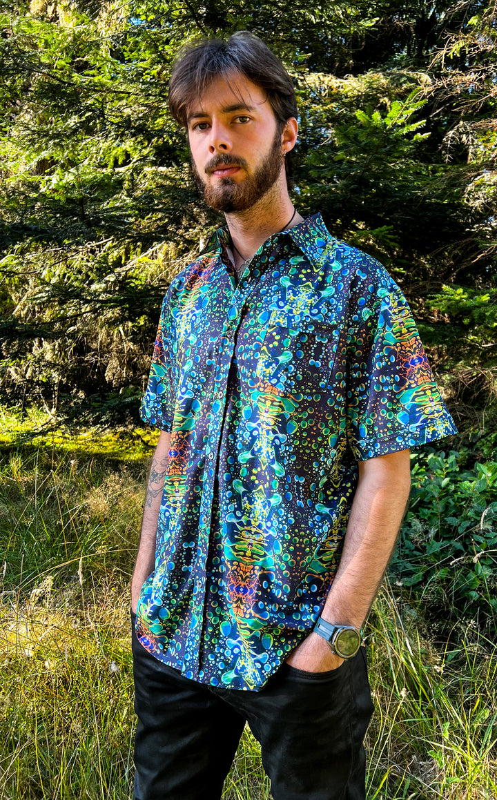 Green Liquid Light Button Down Shirt